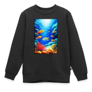 Meeresleben Unterwasserwelt Fische Meerestier See - Kinder Premium Organic Sweatshirt - Schwarz - Vorne - AI Model Kid Female (0cm)