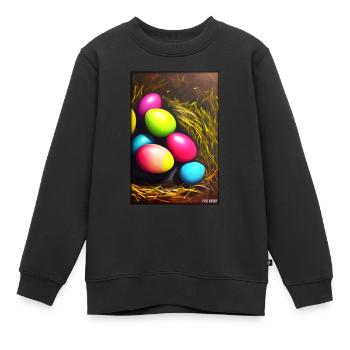Easter Egg Easter Colorful Eggs Holiday - Kids Premium Organic Sweatshirt - black - Front - AI Model Kid Female (0cm)