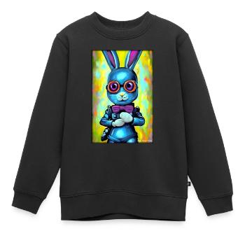 Hase Osterhase Ostern Cyber Zukunft Sci-Fi Tier - Kinder Premium Organic Sweatshirt - Schwarz - Vorne - AI Model Kid Female (0cm)