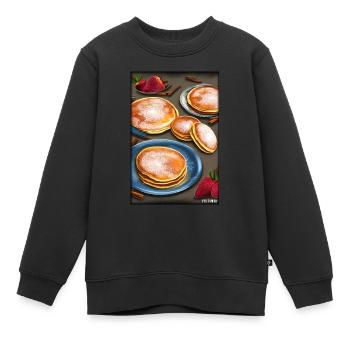 Pfannkuchen Frühstück Lecker Essen Backen Speise - Kinder Premium Organic Sweatshirt - Schwarz - Vorne - AI Model Kid Female (0cm)