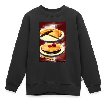 Pfannkuchen Frühstück Lecker Essen Backen Speise - Kinder Premium Organic Sweatshirt - Schwarz - Vorne - AI Model Kid Female (0cm)