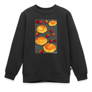 Pfannkuchen Frühstück Lecker Essen Backen Speise - Kinder Premium Organic Sweatshirt - Schwarz - Vorne - AI Model Kid Female (0cm)
