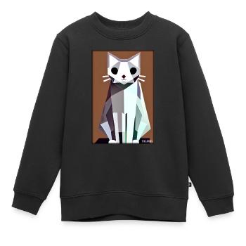 Katze Kater Polygon Tier Stubentiger Haustier - Kinder Premium Organic Sweatshirt - Schwarz - Vorne - AI Model Kid Female (0cm)