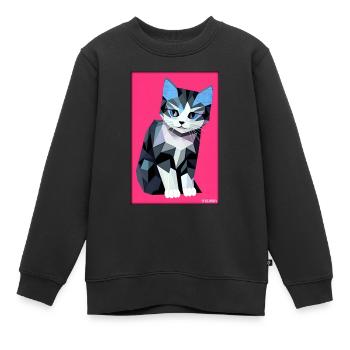 Katze Kater Polygon Tier Stubentiger Haustier - Kinder Premium Organic Sweatshirt - Schwarz - Vorne - AI Model Kid Female (0cm)