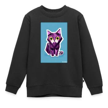 Katze Kater Polygon Tier Stubentiger Haustier - Kinder Premium Organic Sweatshirt - Schwarz - Vorne - AI Model Kid Female (0cm)