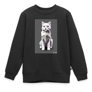 Katze Kater Polygon Tier Stubentiger Haustier - Kinder Premium Organic Sweatshirt - Schwarz - Vorne - AI Model Kid Female (0cm)