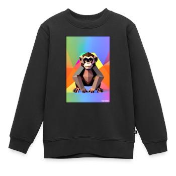 Monkey Polygon Animals Wilderness Zoo Africa Safari - Kids Premium Organic Sweatshirt - black - Front - AI Model Kid Female (0cm)
