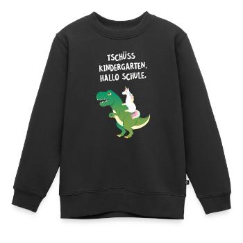 Tschüss Kindergarten, Hallo Schule. Einhorn Dino - Kinder Premium Organic Sweatshirt - Schwarz - Vorne - AI Model Kid Female (0cm)