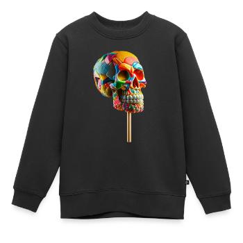 Bonbons Lollipop Crâne - Sweat Premium enfant bio - noir - Devant - AI Model Kid Female (0cm)