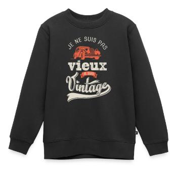 anniversaire voiture ancienne pas vieux vintage - Sweat Premium enfant bio - noir - Devant - AI Model Kid Female (0cm)