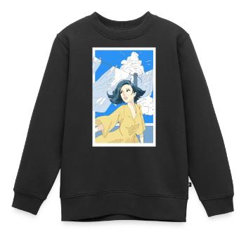 Frau mit gelben Kleid - Kinder Premium Organic Sweatshirt - Schwarz - Vorne - AI Model Kid Female (0cm)