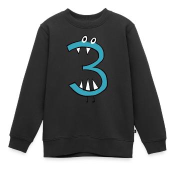 cool number for the 3rd birthday for all monster fans - Kids Premium Organic Sweatshirt - black - Front - AI Model Kid Female (0cm)
