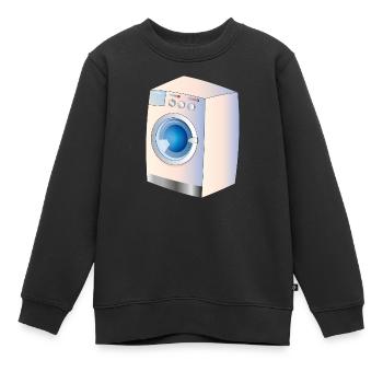 Machine à laver dans le style BD pour des idées fraîches - Sweat Premium enfant bio - noir - Devant - AI Model Kid Female (0cm)