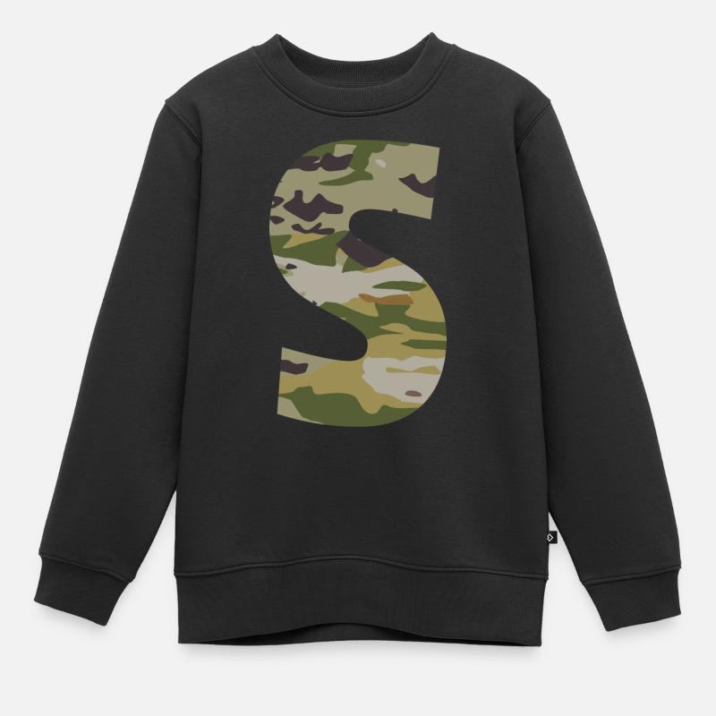 Lettre de camouflage S - Sweat Premium enfant bio - noir