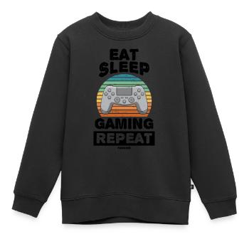 Manger dormir Répéter - Sweat Premium enfant bio - noir - Devant - AI Model Kid Female (0cm)