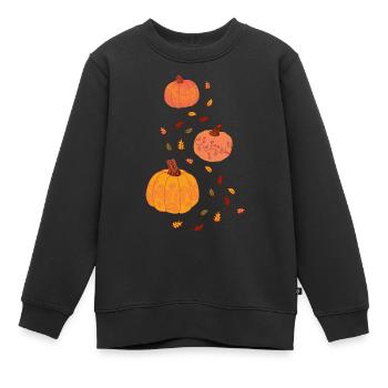 Ornements de citrouille - Sweat Premium enfant bio - noir - Devant - AI Model Kid Female (0cm)