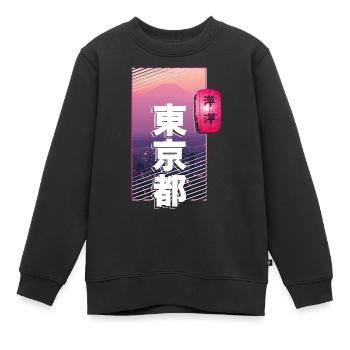 TOKIO, JAPAN - Kinder Premium Organic Sweatshirt - Schwarz - Vorne - AI Model Kid Female (0cm)