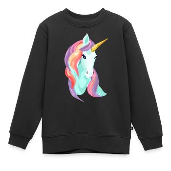 Einhorn Unicorn Mädchen Fabeltier Einhörner - Kinder Premium Organic Sweatshirt - Schwarz - Vorne - AI Model Kid Female (0cm)