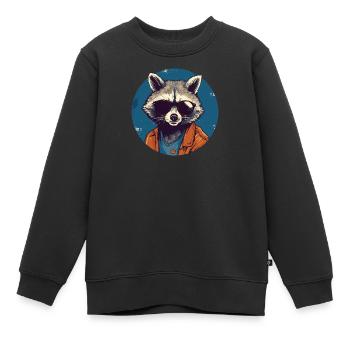 Waschbär Sonnenbrille Schupp Ringelschwanz - Kinder Premium Organic Sweatshirt - Schwarz - Vorne - AI Model Kid Female (0cm)