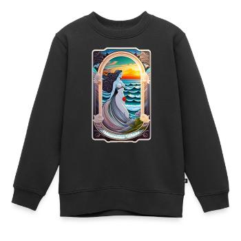 Surfen - Jugendstil - Kinder Premium Organic Sweatshirt - Schwarz - Vorne - AI Model Kid Female (0cm)