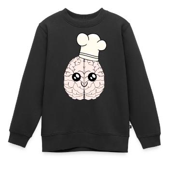 Gehirn Koch Kochmütze schlau kochen Kochkunst - Kinder Premium Organic Sweatshirt - Schwarz - Vorne - AI Model Kid Female (0cm)