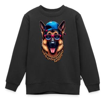 Deutscher Schäferhund Der Rapper - Kinder Premium Organic Sweatshirt - Schwarz - Vorne - AI Model Kid Female (0cm)