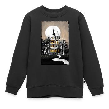 Manoir hanté d’Halloween - Sweat Premium enfant bio - noir - Devant - AI Model Kid Female (0cm)