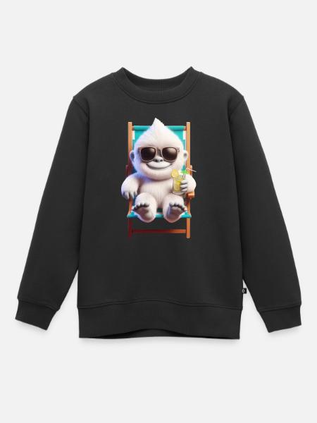 Yeti Monster im Sonnenstuhl - Kinder Premium Organic Sweatshirt - Schwarz