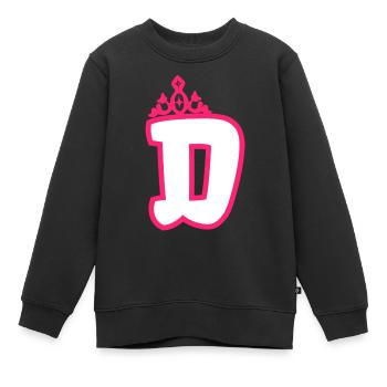 Monogrammierte Kleinkind Mädchen Krone - Kinder Premium Organic Sweatshirt - Schwarz - Vorne - AI Model Kid Female (0cm)