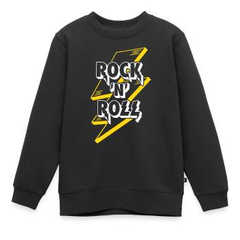 Rock'n'Roll Text Logo mit Blitz - Kinder Premium Organic Sweatshirt - Schwarz - Vorne - AI Model Kid Female (0cm)