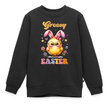 Groovy Easter - Kinder Premium Organic Sweatshirt - Schwarz - Vorne - AI Model Kid Female (0cm)