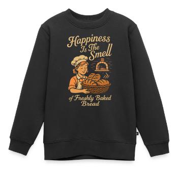 Glück ist der Geruch von frisch gebackenem Brot - Kinder Premium Organic Sweatshirt - Schwarz - Vorne - AI Model Kid Female (0cm)
