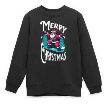 Snowboard Santa Claus - Kinder Premium Organic Sweatshirt - Schwarz - Vorne - AI Model Kid Female (0cm)
