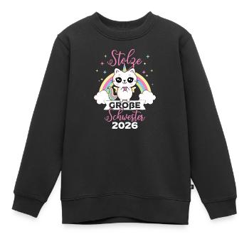 Stolze Große Schwester 2026 Einhorn Katze Baby - Kinder Premium Organic Sweatshirt - Schwarz - Vorne - AI Model Kid Female (0cm)