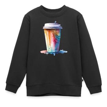 Art de tasse de café cappuccino - Sweat Premium enfant bio - noir - Devant - AI Model Kid Female (0cm)
