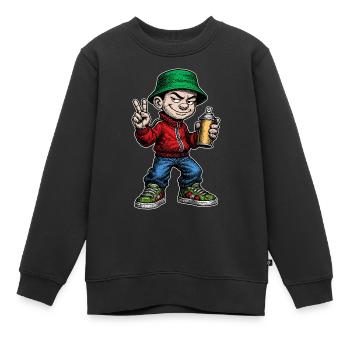 Graffiti-Künstler Jugend der 80er Jahre - Kinder Premium Organic Sweatshirt - Schwarz - Vorne - AI Model Kid Female (0cm)