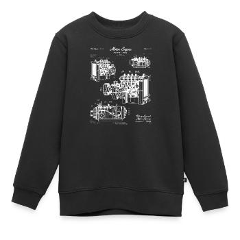 Vintage Engine Blueprint Art - Kids Premium Organic Sweatshirt - black - Front - AI Model Kid Female (0cm)