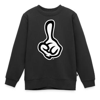Erhobener Zeigefinger (Finger / Linke Hand NEG2C) - Kinder Premium Organic Sweatshirt - Schwarz - Vorne - AI Model Kid Female (0cm)