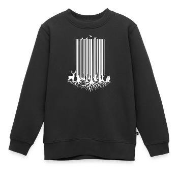Tree barcode White - Kids Premium Organic Sweatshirt - black - Front - AI Model Kid Female (0cm)
