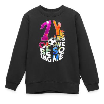 7 YEARS OF BEING AWESOME FUßBALL 7. GEBURTSTAG - Kinder Premium Organic Sweatshirt - Schwarz - Vorne - AI Model Kid Female (0cm)