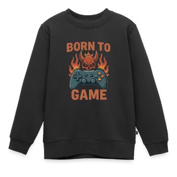 Born to Game – Fire Skull Controller - Kinder Premium Organic Sweatshirt - Schwarz - Vorne - AI Model Kid Female (0cm)