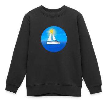 Segelboot - Kinder Premium Organic Sweatshirt - Schwarz - Vorne - AI Model Kid Female (0cm)