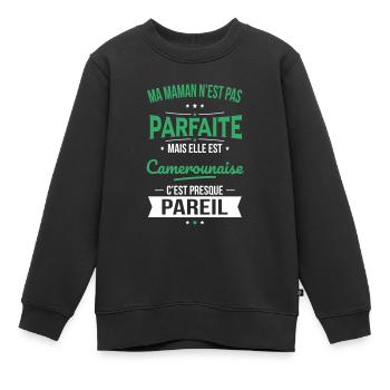 Ma maman n'est pas parfaite - Camerounaise - Sweat Premium enfant bio - noir - Devant - AI Model Kid Female (0cm)