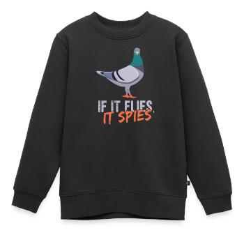 Wenn es fliegt, spioniert es - Kinder Premium Organic Sweatshirt - Schwarz - Vorne - AI Model Kid Female (0cm)