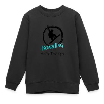 Boarding is my Therapy, Snowboard, Snowboarden - Kinder Premium Organic Sweatshirt - Schwarz - Vorne - AI Model Kid Female (0cm)