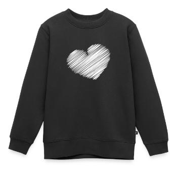 HERZ. HERZ. HERZ. KÜSSEN. SCHMATZEN. KÜSST. LÄCHELN. - Kinder Premium Organic Sweatshirt - Schwarz - Vorne - AI Model Kid Female (0cm)