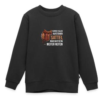 Runterfallen Aufstehen Sattel Richten Weiter - Kinder Premium Organic Sweatshirt - Schwarz - Vorne - AI Model Kid Female (0cm)