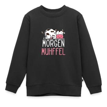 MUHffel Morgenmuffel Kuh Muh - Kinder Premium Organic Sweatshirt - Schwarz - Vorne - AI Model Kid Female (0cm)
