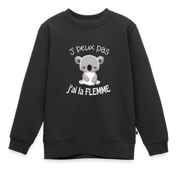 J'peux pas j'a la flemme - Sweat Premium enfant bio - noir - Devant - AI Model Kid Female (0cm)