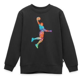 Basketballspieler Basketballer Jungen Basketball - Kinder Premium Organic Sweatshirt - Schwarz - Vorne - AI Model Kid Female (0cm)